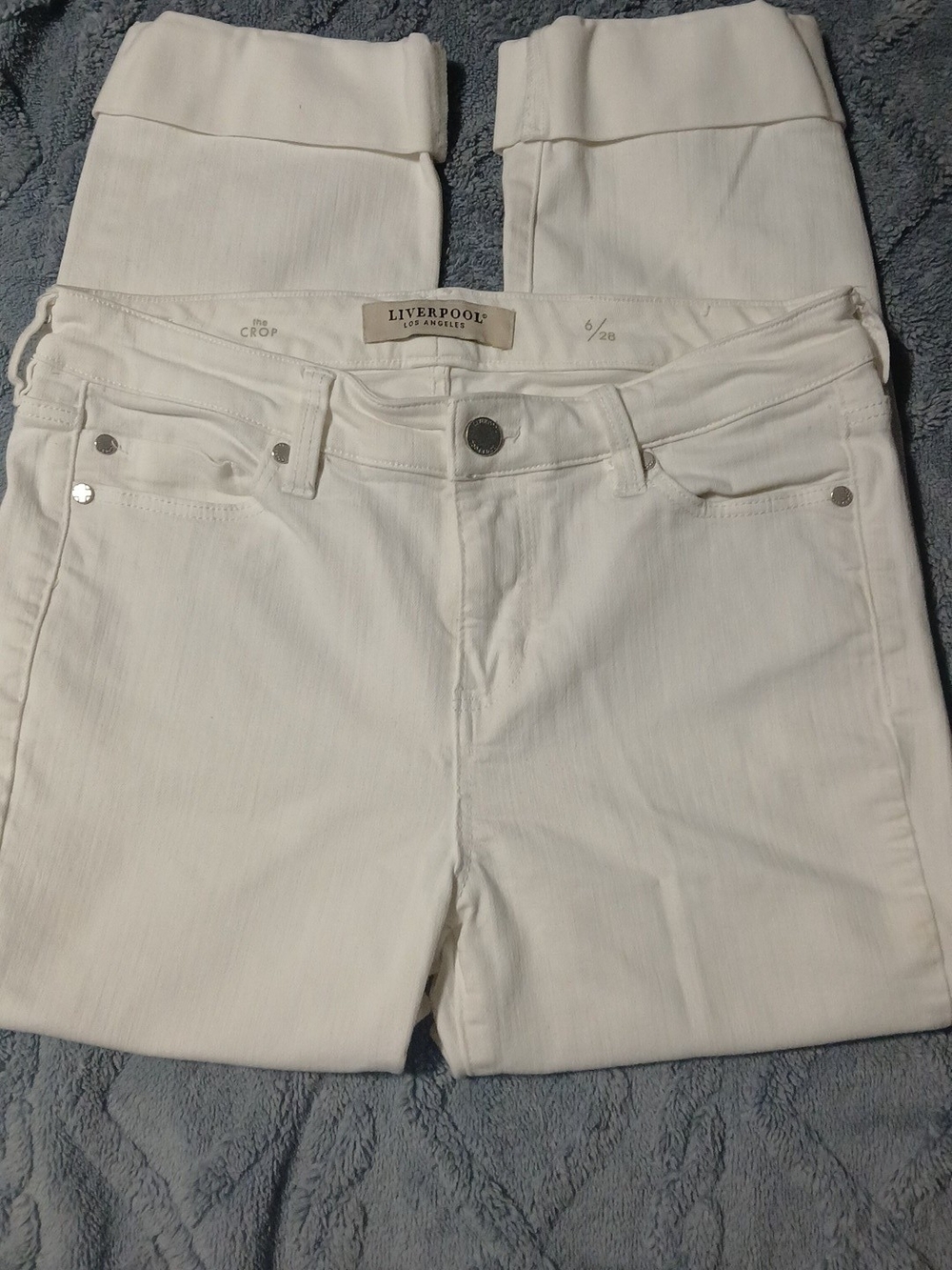 Liverpool Cropped Straight Leg Jeans In White Size 6